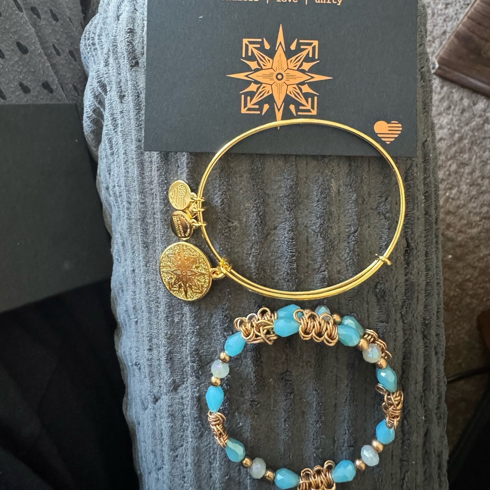 Alex and Ani Copper and Turquoise Bracelet Duo